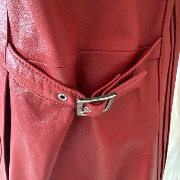 LNR Womens Red Leather Jacket With Zipper Front & High Collar XL - Picture 7 of 14